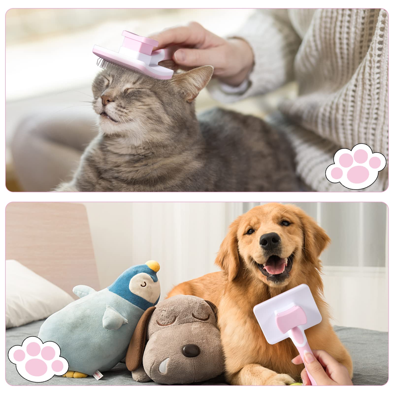 Brosse Autonettoyante Vinabo Chien & Chat – Poils Longs & Courts, Démêlané Doux