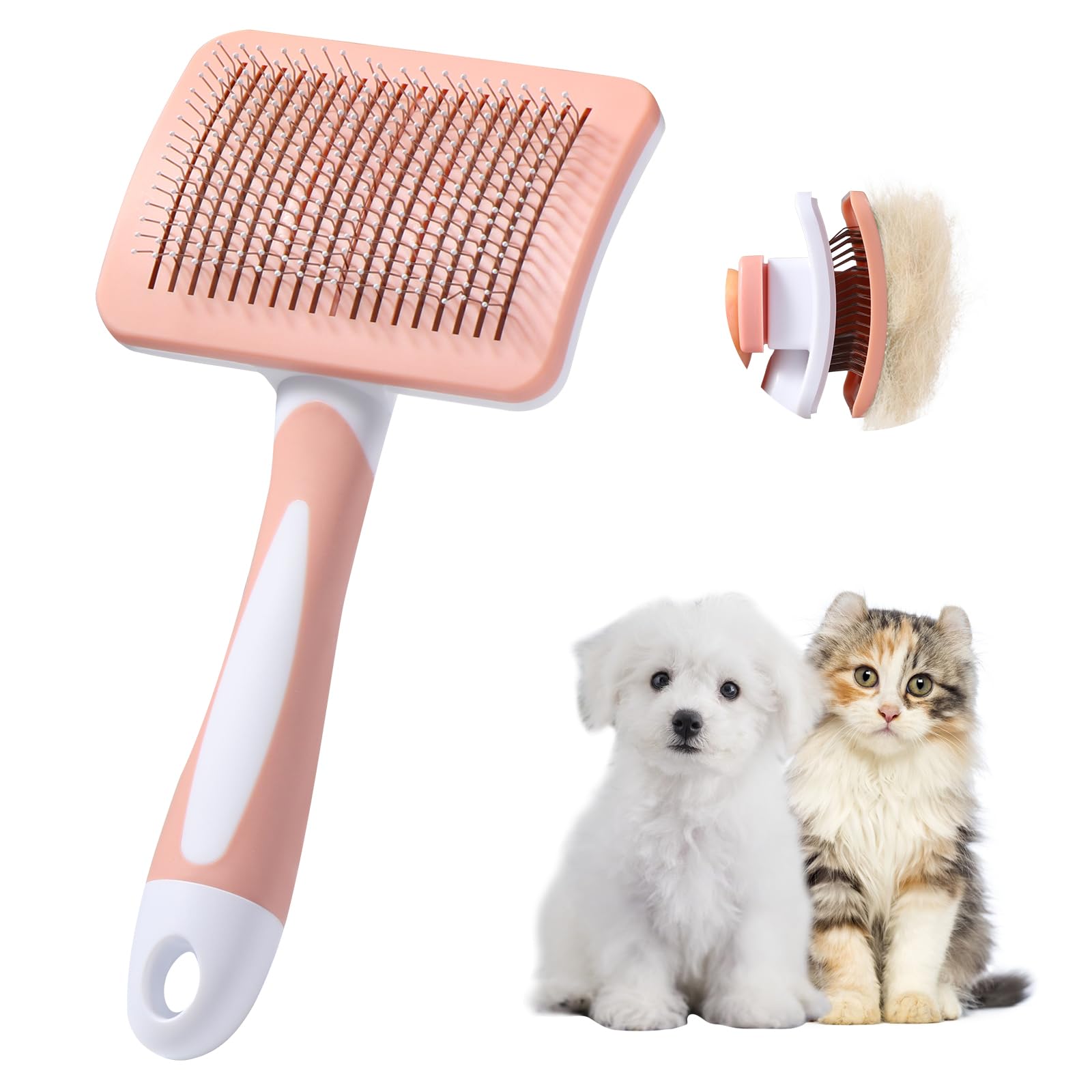 Brosse Autonettoyante Vinabo Chien & Chat – Poils Longs & Courts, Démêlané Doux