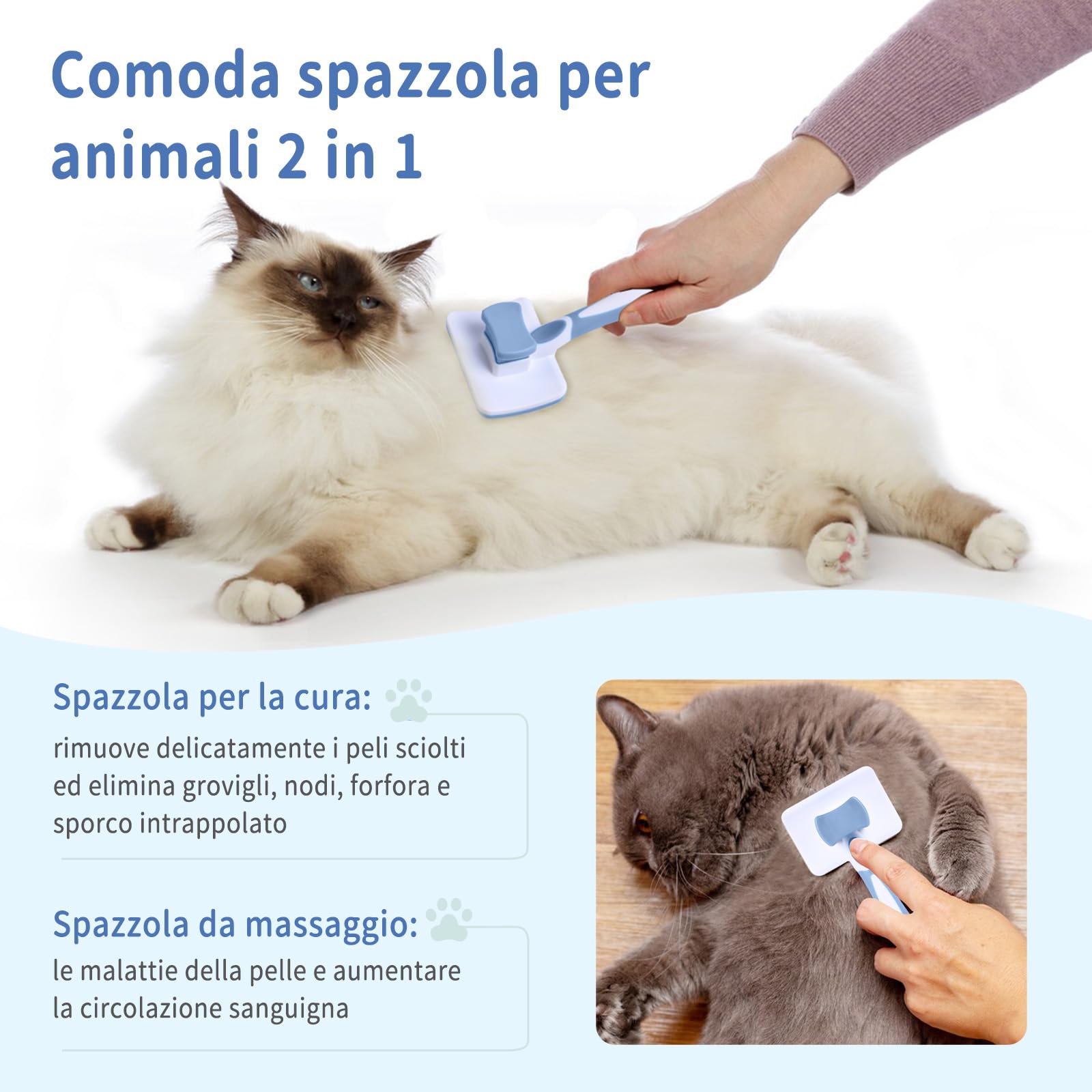 Brosse Autonettoyante Vinabo Chien & Chat – Poils Longs & Courts, Démêlané Doux