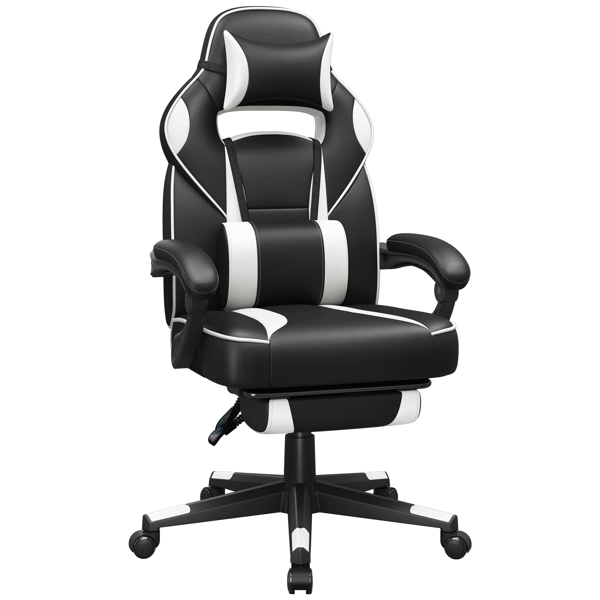 SONGMICS Fauteuil de Bureau Gaming OBG073B03 – Ergonomique, Repose-pieds, Appui-tête, 150 kg