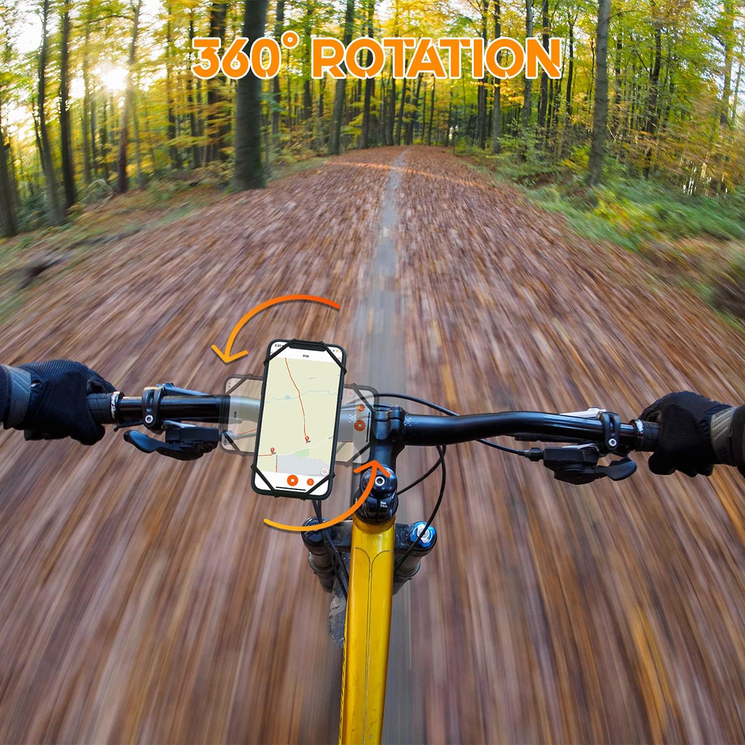 ByKing Support de téléphone pour vélo rotatif à 360 ° pour smartphones jusqu'à 16,7 cm Support de téléphone pour vélo moto scooter chariot Silicone anti-vibration