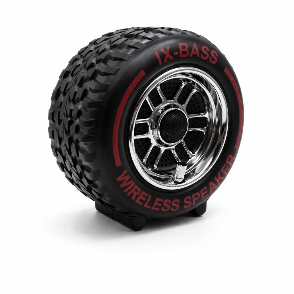 Enceinte Bluetooth Sans Fil IX-BASS ZQS-779 en Forme de Pneu – Basses Puissantes, Bluetooth 5.0, Longue Autonomie, Haut-Parleur Portable pour Maison, Voiture, Extérieur