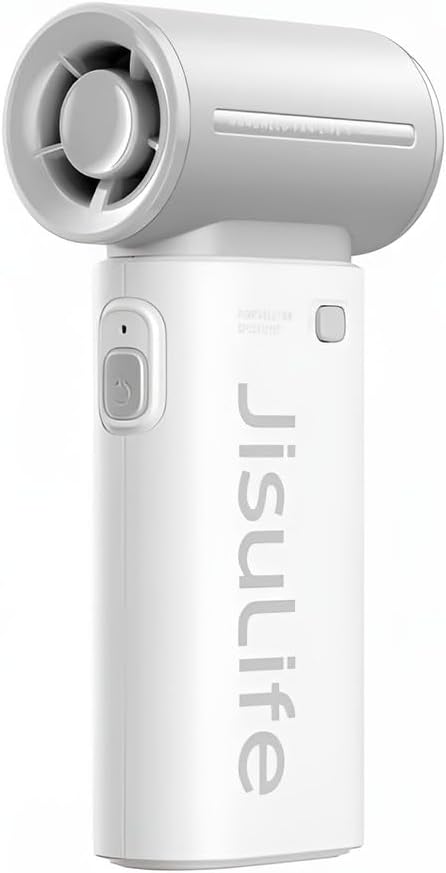 JISULIFE Ventilateur Portable, Turbo Power High Speed Air [18h Max temps de Refroidissement], vent à 5 Vitesses, Rechargeable de 5000 mAh, Design de Poche, Ventilateur Personnel pour Voyagee Noir