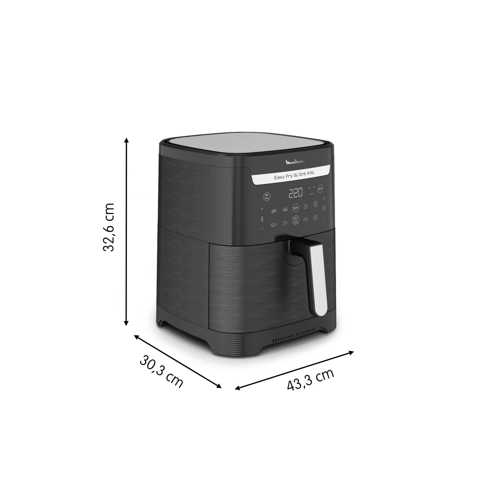 Moulinex Friteuse sans huile + Gril, Capacité XL 4,6L, Jusqu'à 6 personnes, 8 Programmes automatiques, Air Fryer, Ecran tactile digital, Température réglable, Easy Fry & Grill 2en1, EZ505810
