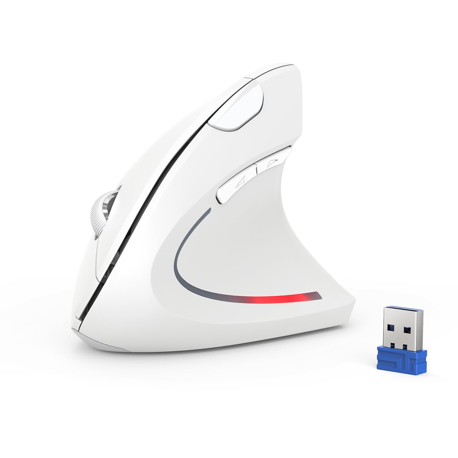 TECKNET Souris Verticale, 4800 DPI Souris sans Fil Ergonomique, Protège Le Bras, Souris sans Fil 6 Boutons pour PC, Ordinateur Portable, Mac, Rose
