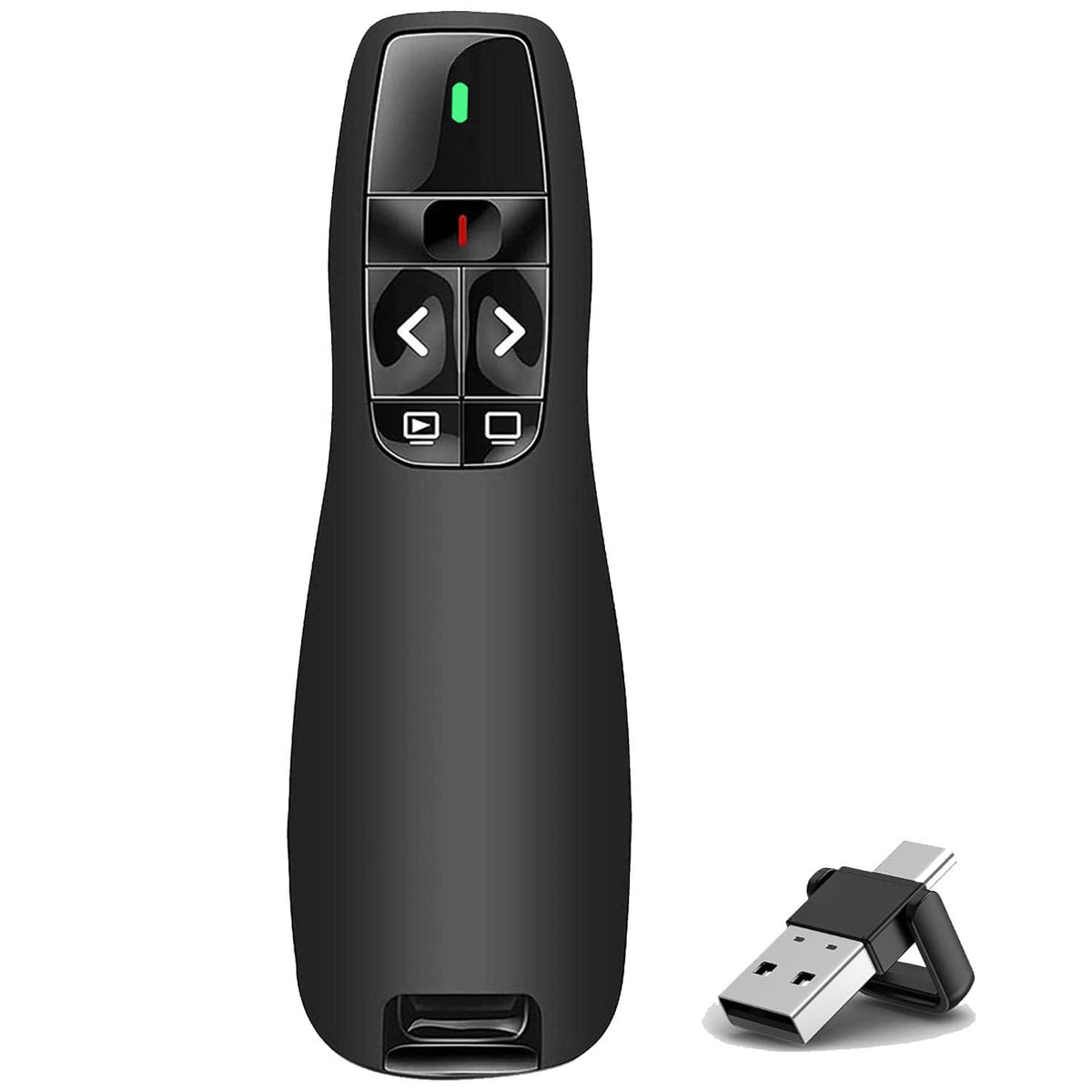Présentateur Sans Fil 2,4 GHz – Pointeur Laser, 5 Boutons, 100 m, Plug & Play – PowerPoint, Google Slides, Keynote, PC & Mac
