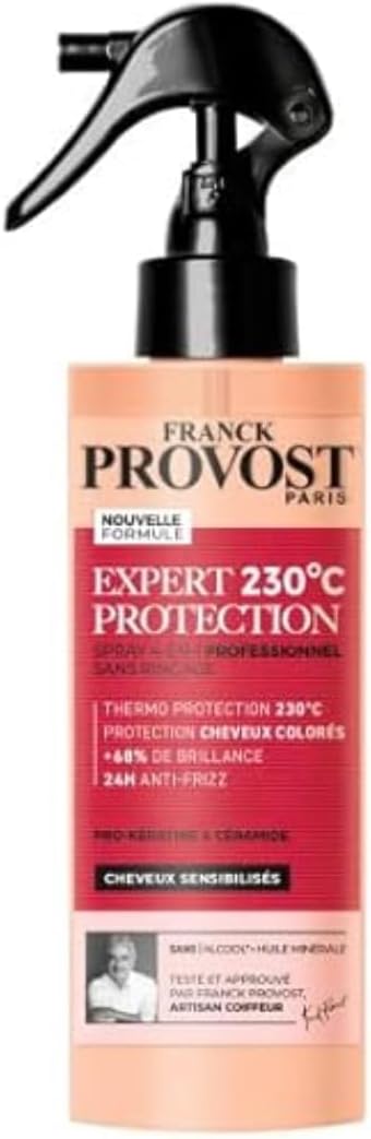 Franck Provost Soin 4-en-1 Sans Rinçage Protection Chaleur 230°C 190ml | Pro-Kératine et Céramide, +68% brillance, Action 24h anti-frizz, Sans alcool éthylique ni huile minérale