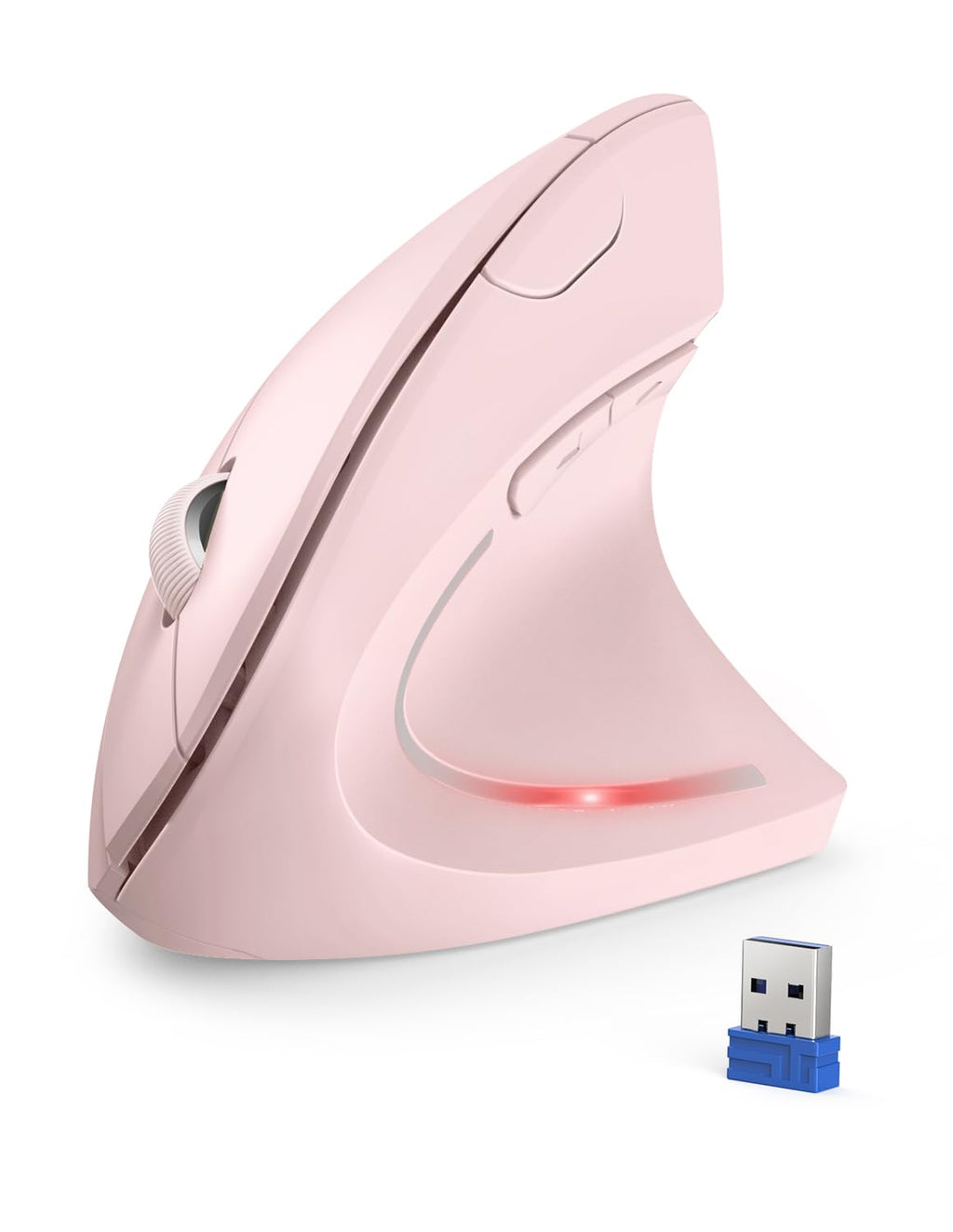 TECKNET Souris Verticale, 4800 DPI Souris sans Fil Ergonomique, Protège Le Bras, Souris sans Fil 6 Boutons pour PC, Ordinateur Portable, Mac, Rose