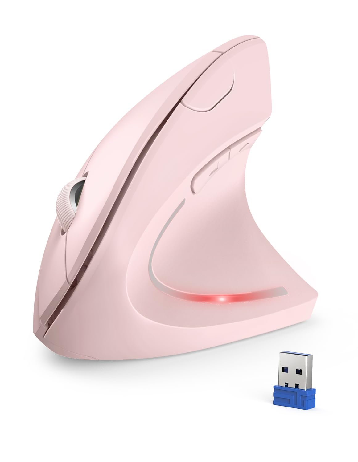 TECKNET Souris Verticale, 4800 DPI Souris sans Fil Ergonomique, Protège Le Bras, Souris sans Fil 6 Boutons pour PC, Ordinateur Portable, Mac, Rose