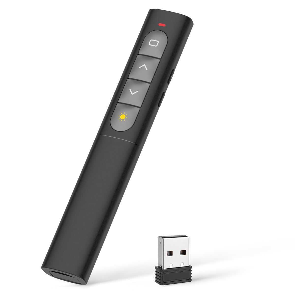 Présentateur Sans Fil 2,4 GHz – Pointeur Laser, 5 Boutons, 100 m, Plug & Play – PowerPoint, Google Slides, Keynote, PC & Mac