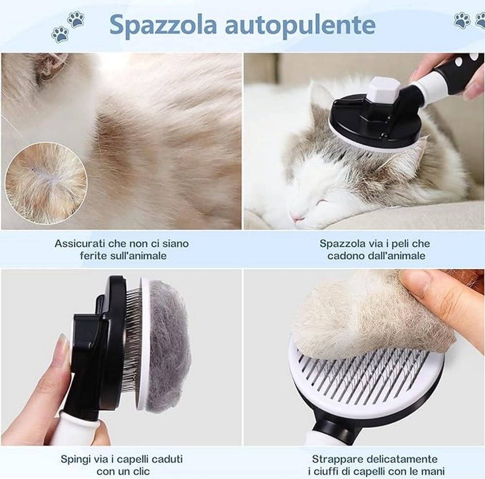 Brosse Autonettoyante Vinabo Petite Race – Chien, Chat & Chaton | 1 Clic