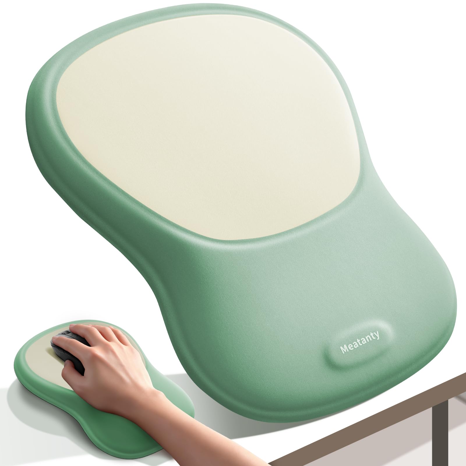 Meatanty Tapis de Souris Ergonomique avec Repose-Poignet en Mousse Mémoire – Antidérapant, Gaming & Bureau