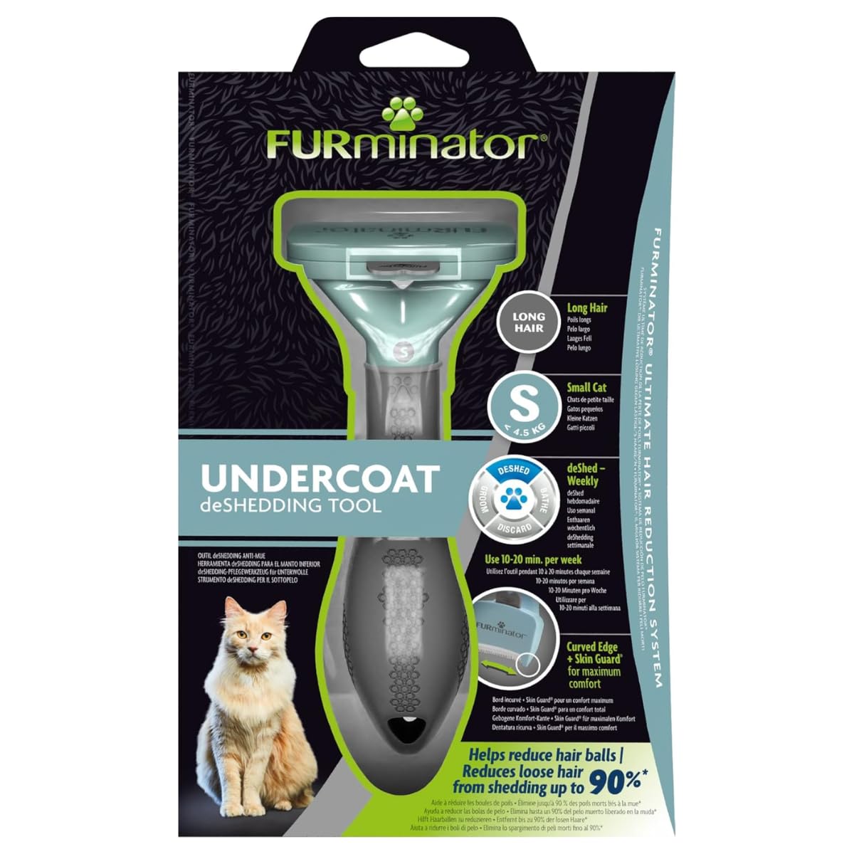 Brosse FURminator Chat Poils Longs Grande Taille – -90% Poils Morts | Sans Bisphénol A
