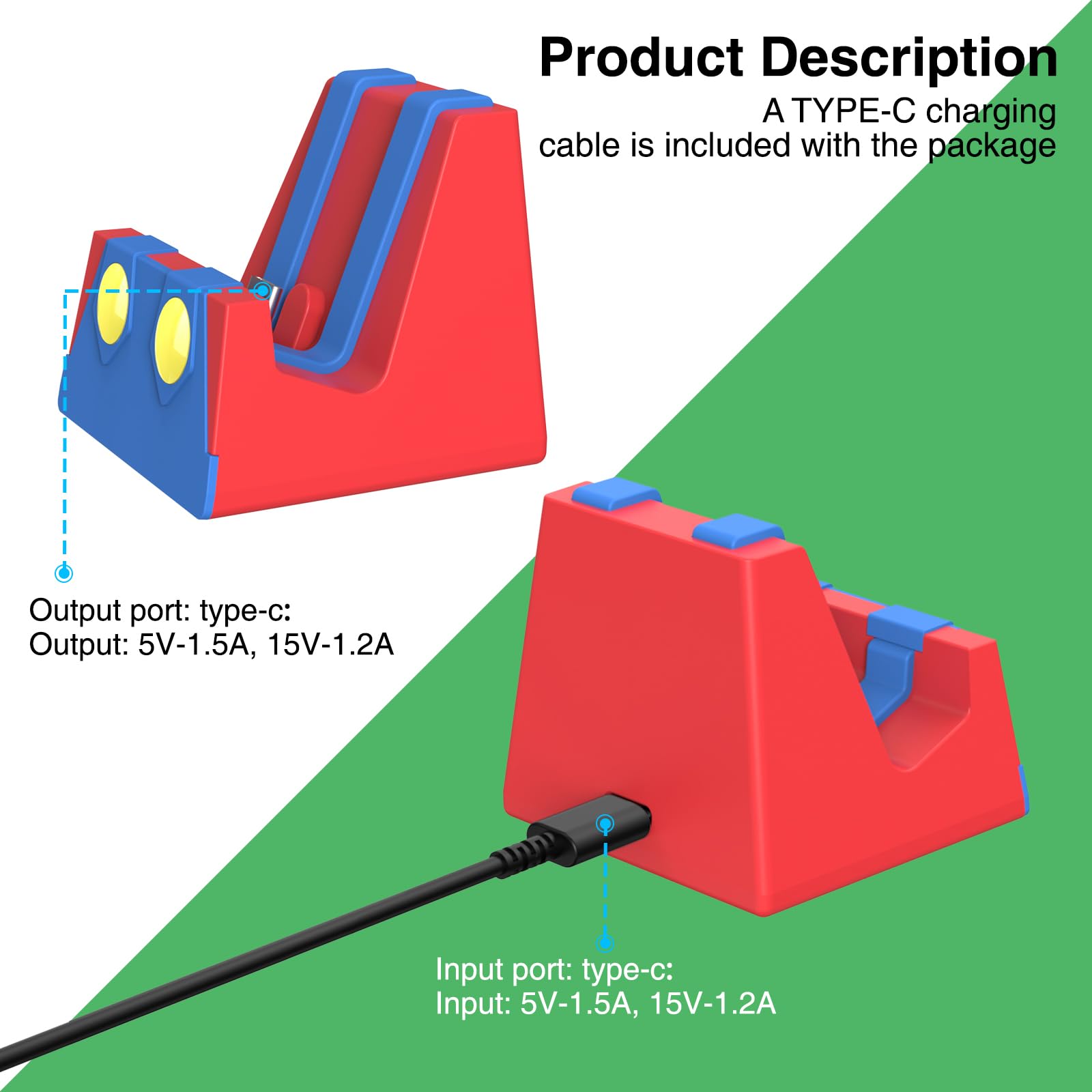 HEIYING Station d'accueil pour Nintendo Switch 2/Lite/OLED, Support d'accueil Portative avec Port de Type C pour Charger la Console