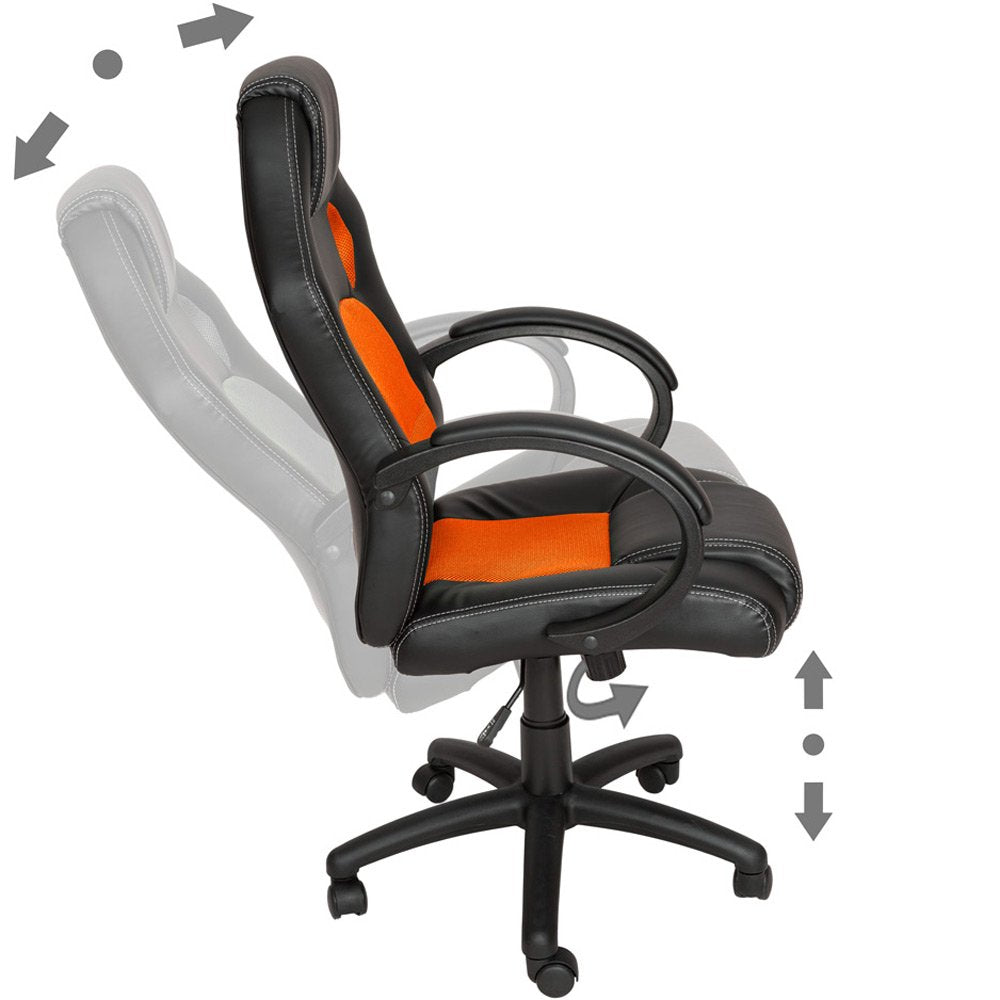 TecTake® Chaise de Bureau Fauteuil de Bureau Fauteuil pivotant Design Chaise Gaming, Siege Ergonomique, Fauteuil avec Accoudoirs, Rembourrage épais, Roulette, Hauteur réglable Teletravail