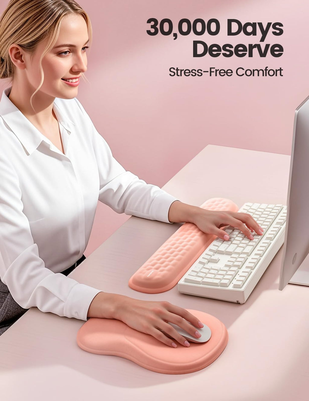 Meatanty Tapis de Souris Ergonomique avec Repose-Poignet en Mousse Mémoire – Antidérapant, Gaming & Bureau