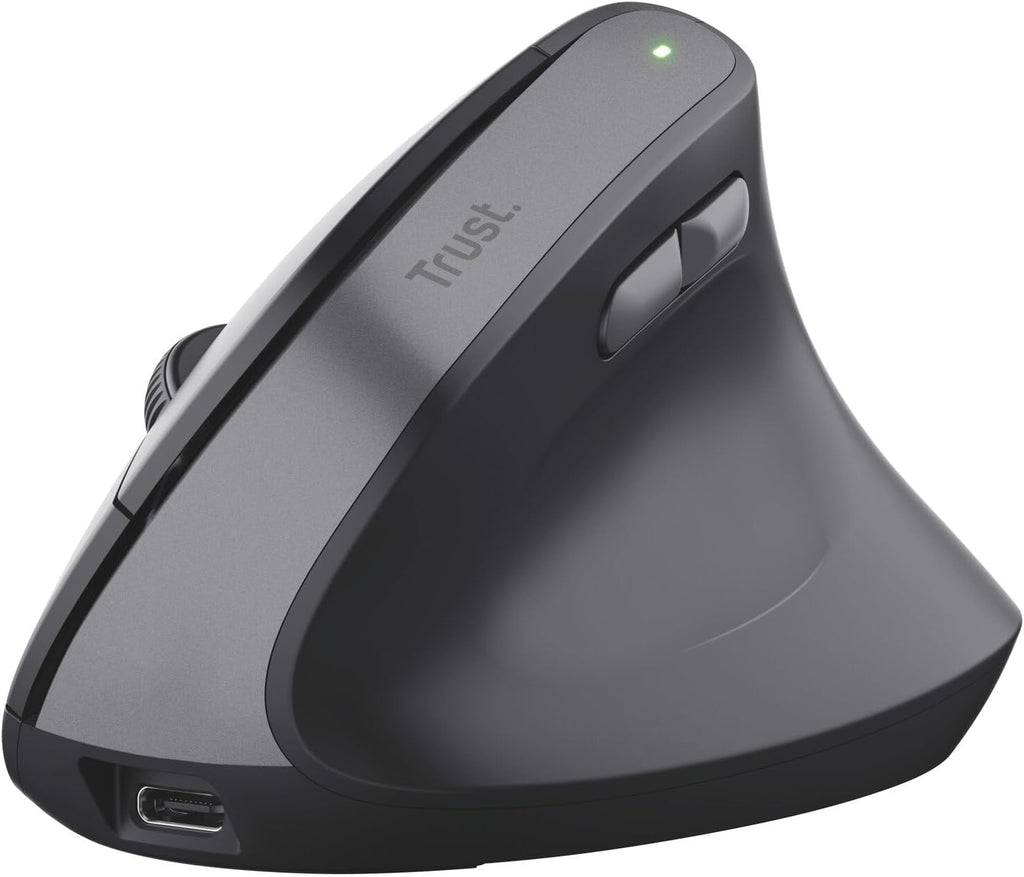 Trust Yuno Souris Ergonomique Verticale sans Fil Rechargeable – Angle 57°, 3 Mois Autonomie, Plastique Recyclé, PC & Mac