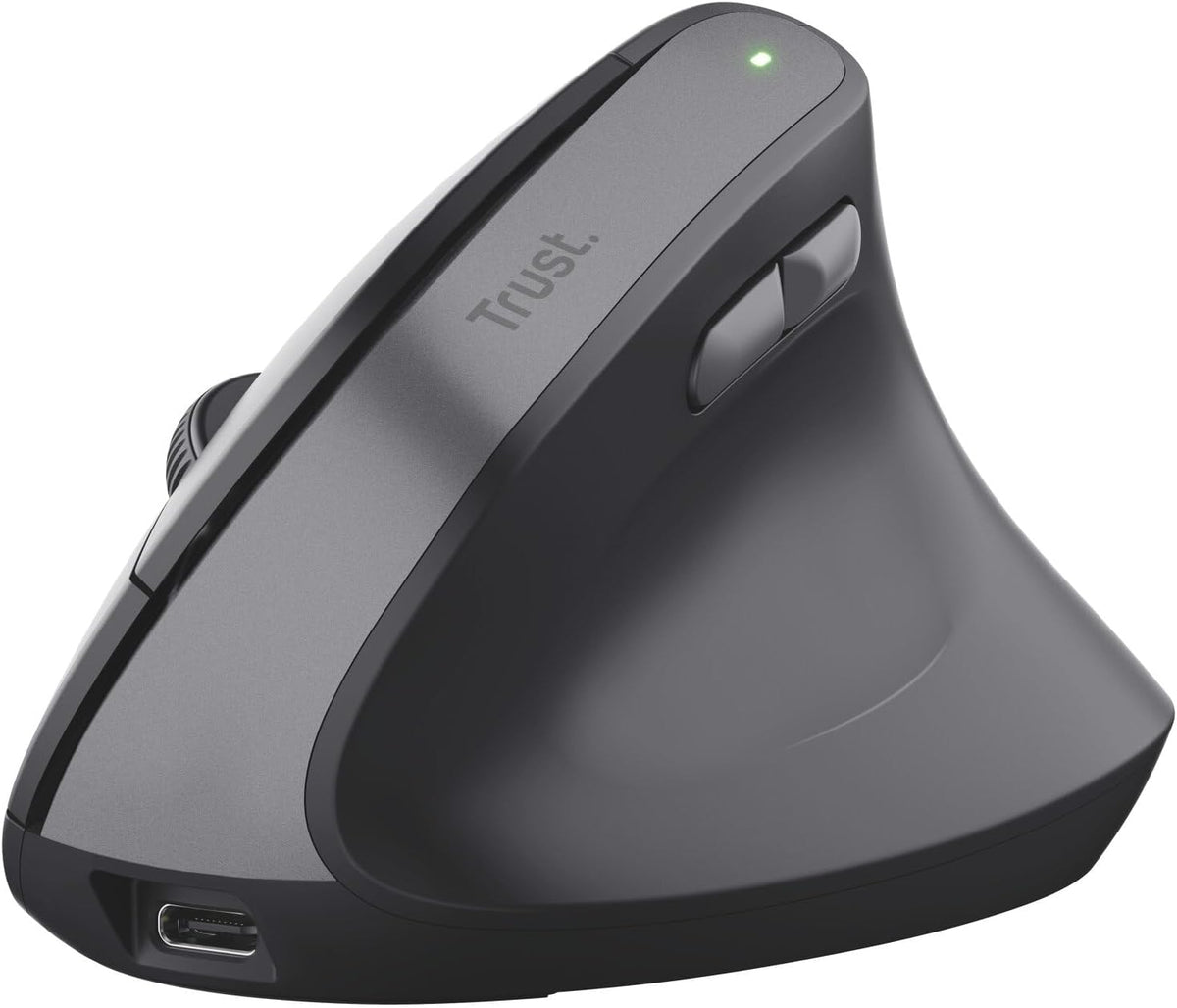 Trust Yuno Souris Ergonomique Verticale sans Fil Rechargeable – Angle 57°, 3 Mois Autonomie, Plastique Recyclé, PC & Mac