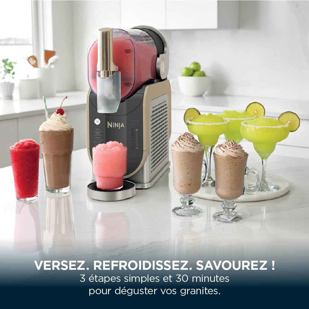 Ninja SLUSHi Machine à boissons glacées, granités, cocktails, frappés, milkshakes et jus glacés, vu sur TikTok, sans glace ni préparation requises, capacité 1,9 l, bleu et gris FS301EU