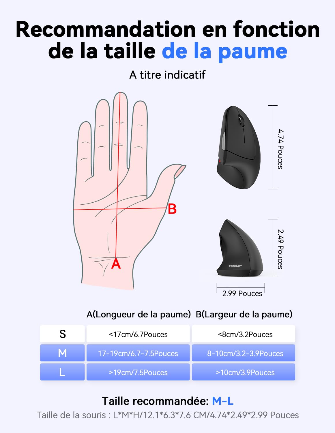 TECKNET Souris Verticale, 4800 DPI Souris sans Fil Ergonomique, Protège Le Bras, Souris sans Fil 6 Boutons pour PC, Ordinateur Portable, Mac, Rose