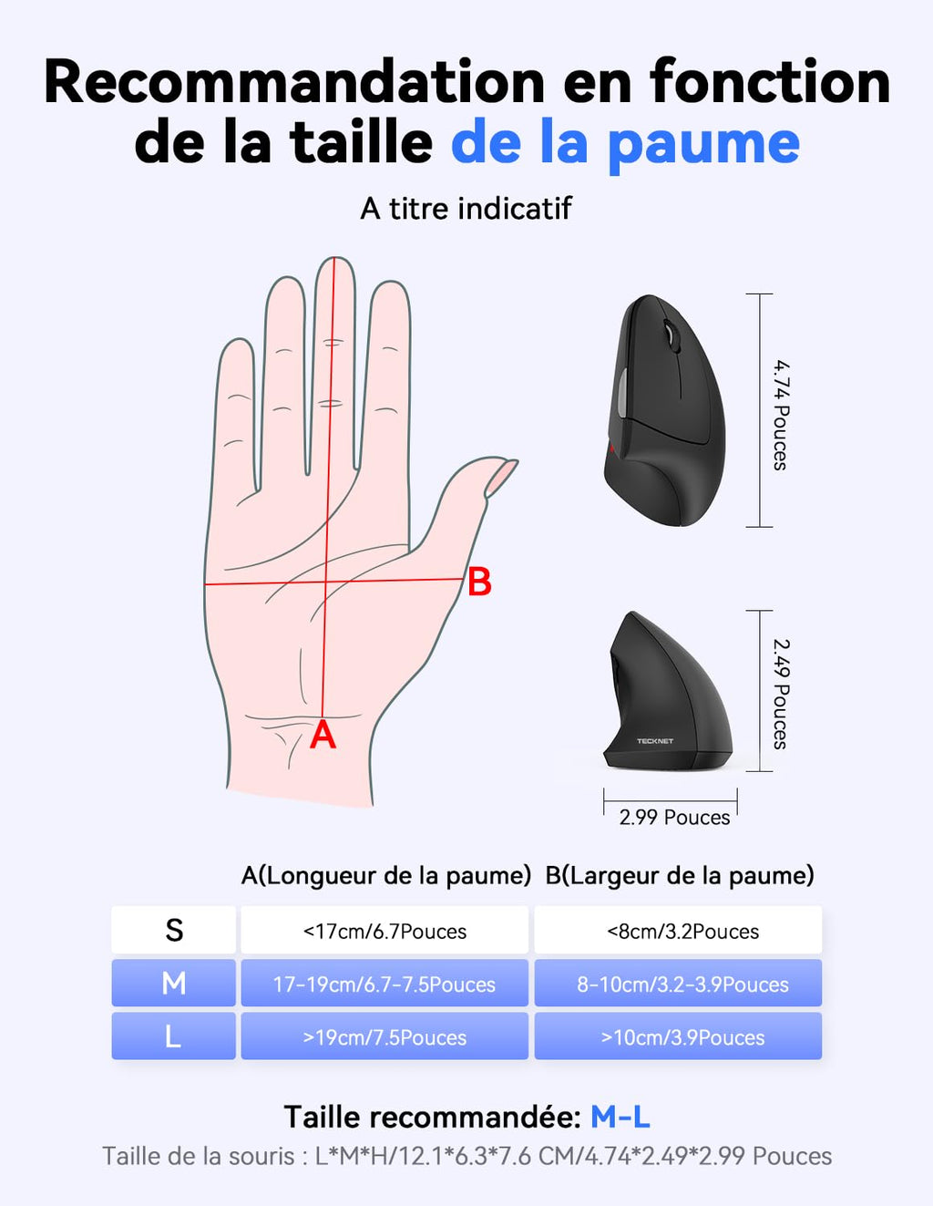 TECKNET Souris Verticale, 4800 DPI Souris sans Fil Ergonomique, Protège Le Bras, Souris sans Fil 6 Boutons pour PC, Ordinateur Portable, Mac, Rose