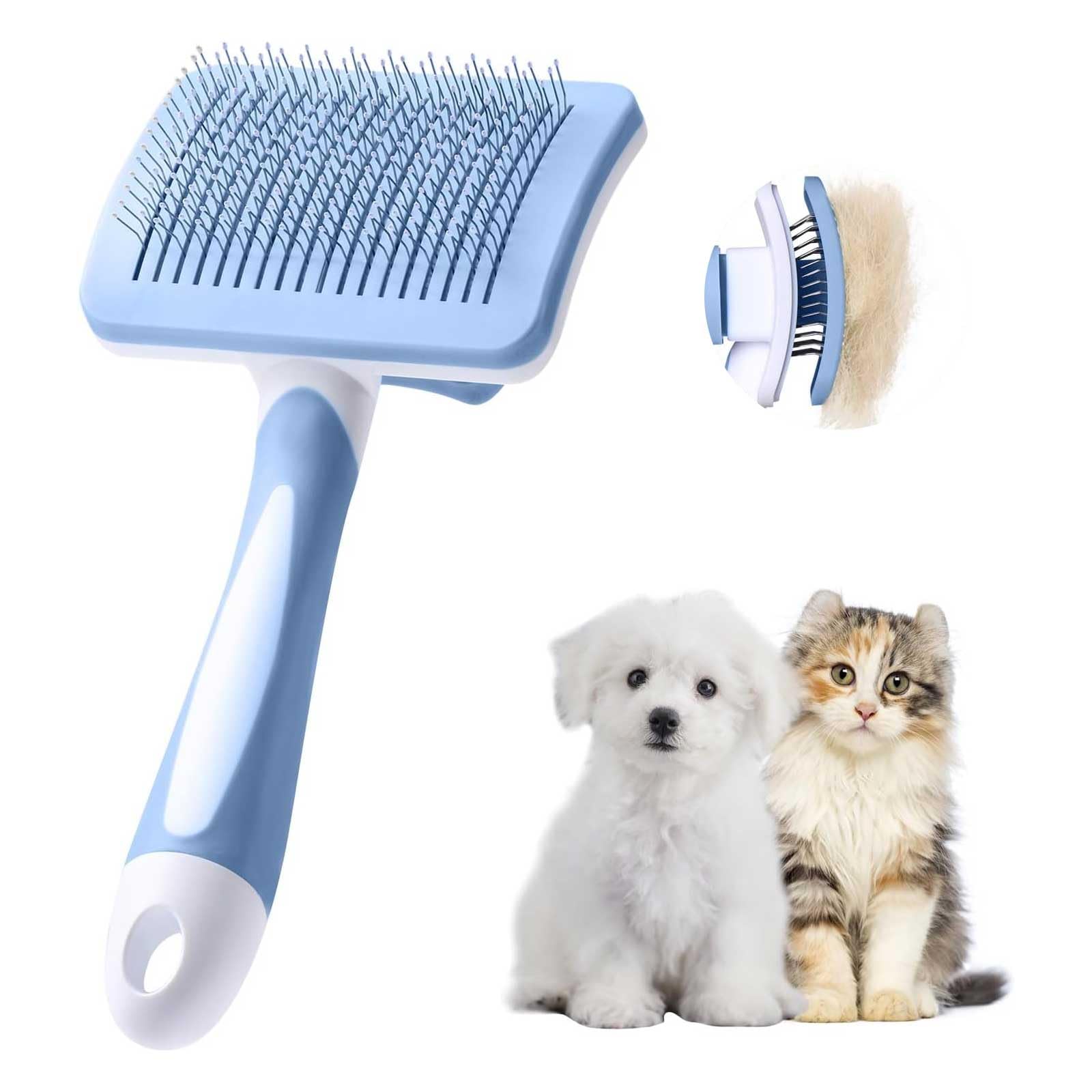 Brosse Autonettoyante Vinabo Chien & Chat – Poils Longs & Courts, Démêlané Doux