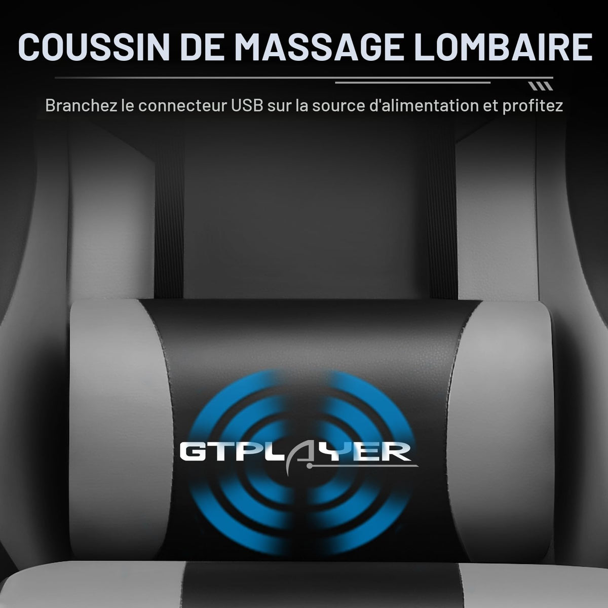 GTPLAYER Chaise Gaming Ergonomique, Fauteuil Gamer, Chaise Bureau, Dossier réglable à 135°, Hauteur Réglable, Repose-Pieds rétractables, Simili Cuir, Supporte 150 kg, Bleu