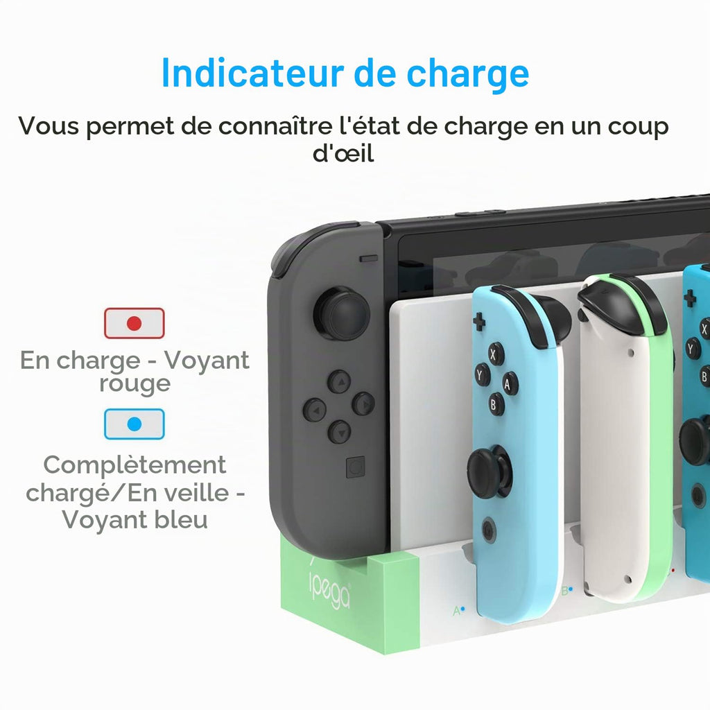 Station de Charge pour Nintendo Switch/OLED Joycon, Blanc | (Non pour Switch 2) FYOUNG Chargeur Joycon avec Indicateurs LED, Dock de Recharge pour Manettes, Sans Fil Nécessaire