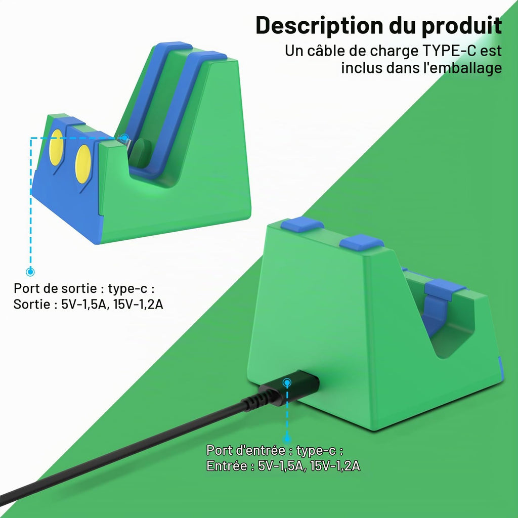 HEIYING Station d'accueil pour Nintendo Switch 2/Lite/OLED, Support d'accueil Portative avec Port de Type C pour Charger la Console