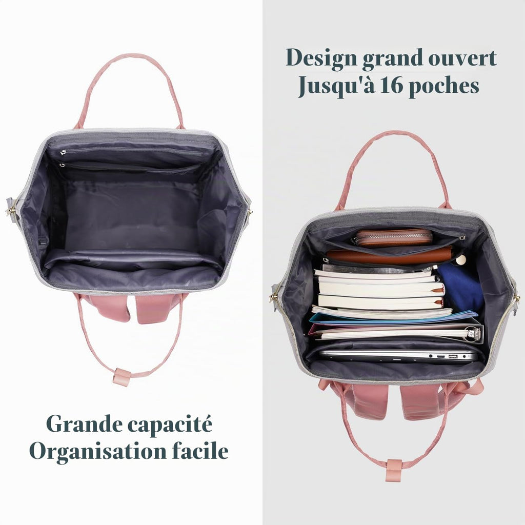 Sac à Dos Femme – Ordinateur Portable 15,6" & 17,3", Port USB, Poche RFID, Grande Capacité – École, Travail, Voyage