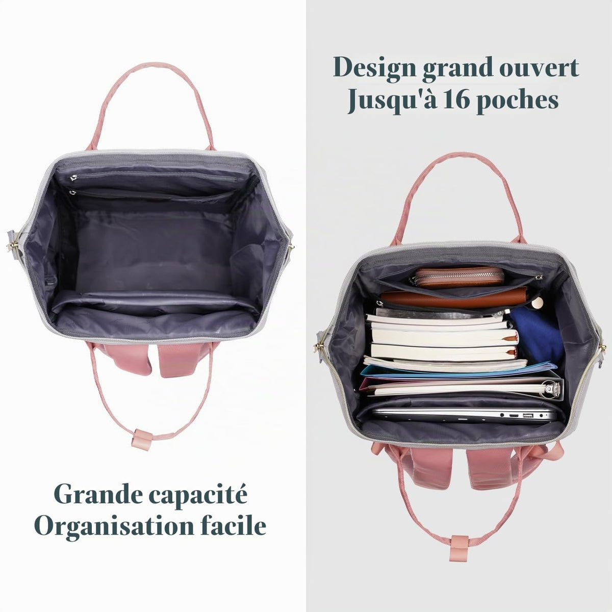 Sac à Dos Femme – Ordinateur Portable 15,6" & 17,3", Port USB, Poche RFID, Grande Capacité – École, Travail, Voyage