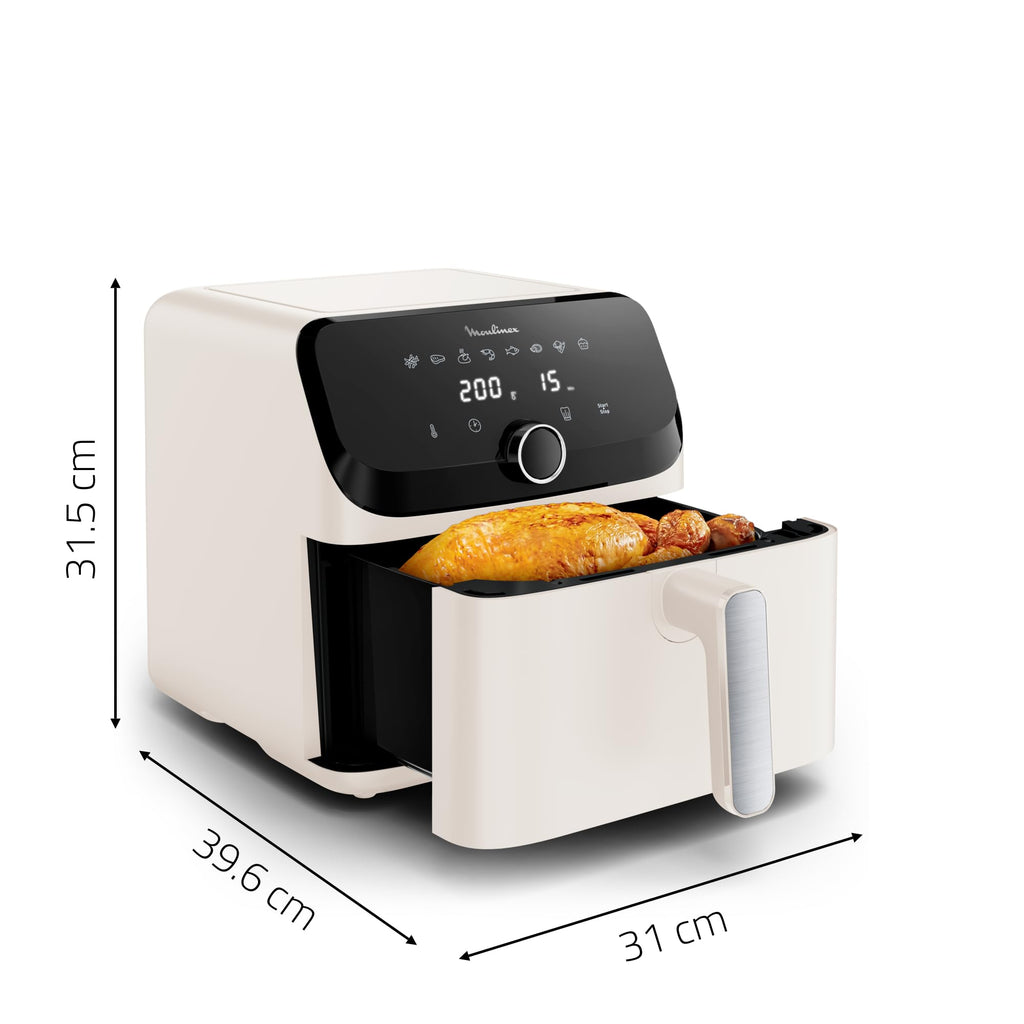 Moulinex Friteuse sans huile + Gril, Capacité XL 4,6L, Jusqu'à 6 personnes, 8 Programmes automatiques, Air Fryer, Ecran tactile digital, Température réglable, Easy Fry & Grill 2en1, EZ505810