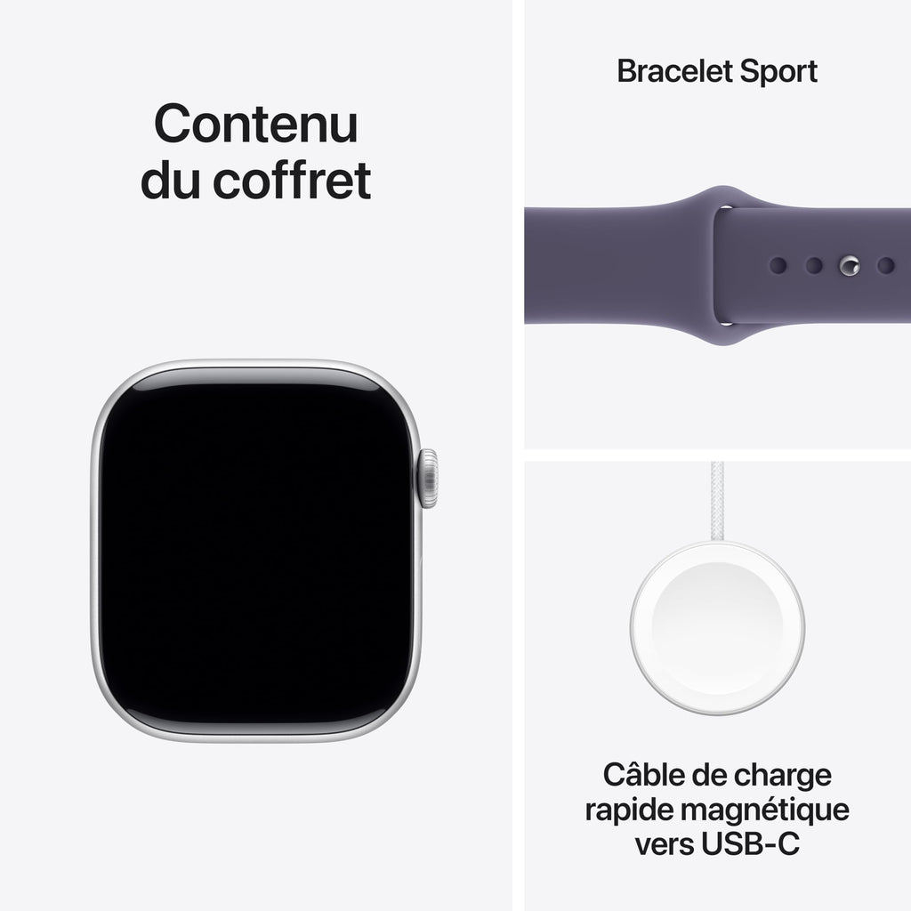 Apple Watch Series 11 GPS + Cellular 46 mm – Boîtier Gris sidéral, Bracelet Sport Noir