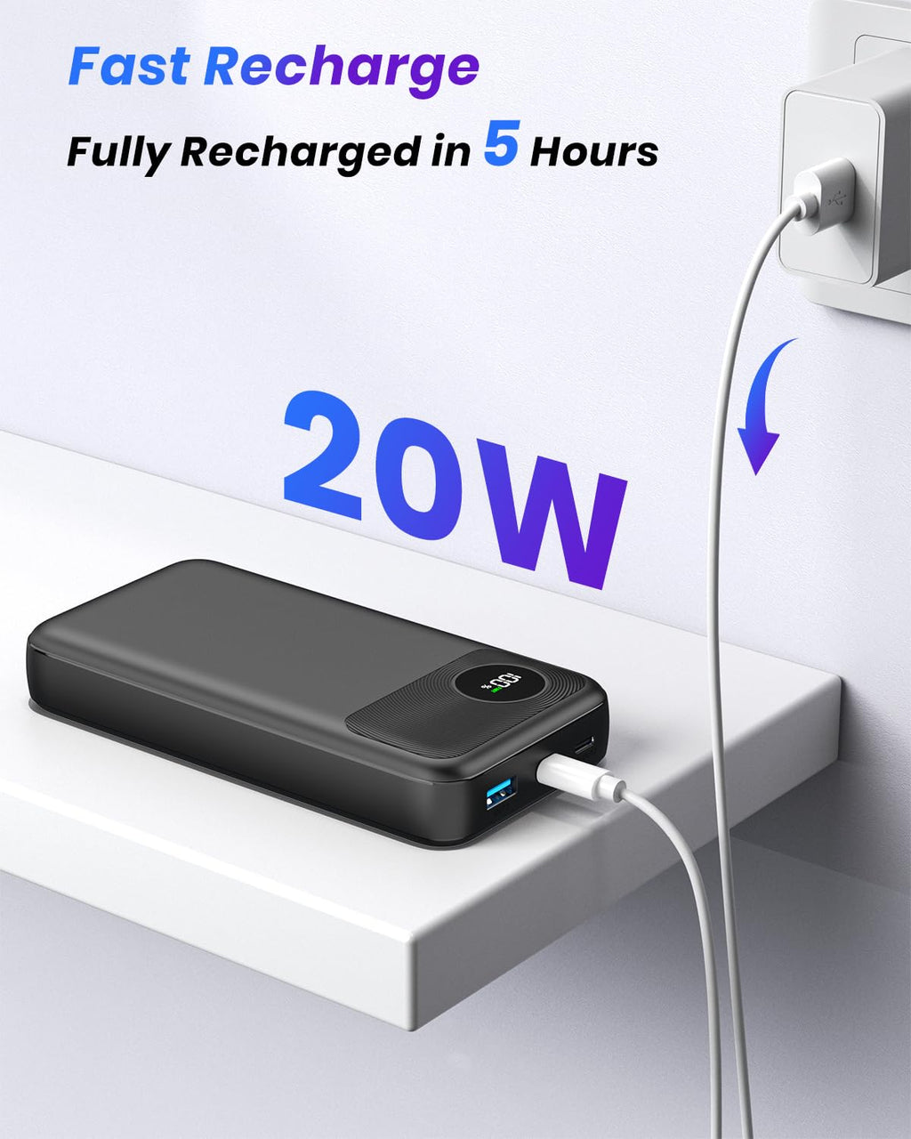 A ADDTOP Magnétique Batterie Externe 10000mAh, 20W USB-C & 15W sans Fil Charge Rapide for Magnet Powerbank Portable Chargeur Con LED Compatible avec iPhone 17 16 15 14 13 12 Séries