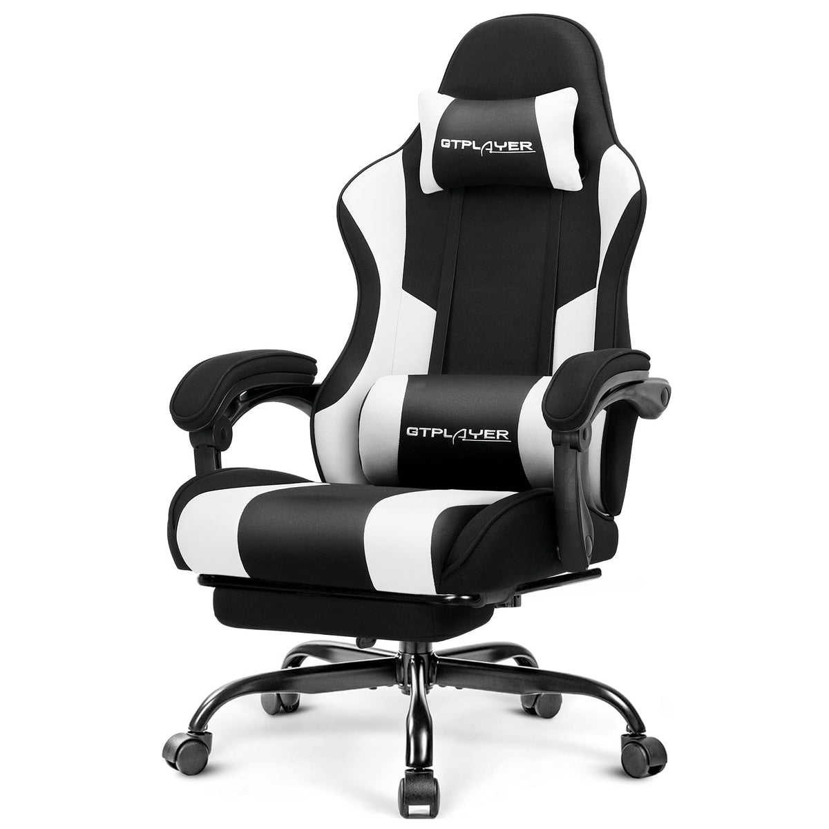 GTPLAYER Chaise Gaming Ergonomique, Fauteuil Gamer, Chaise Bureau, Dossier réglable à 135°, Hauteur Réglable, Repose-Pieds rétractables, Simili Cuir, Supporte 150 kg, Bleu