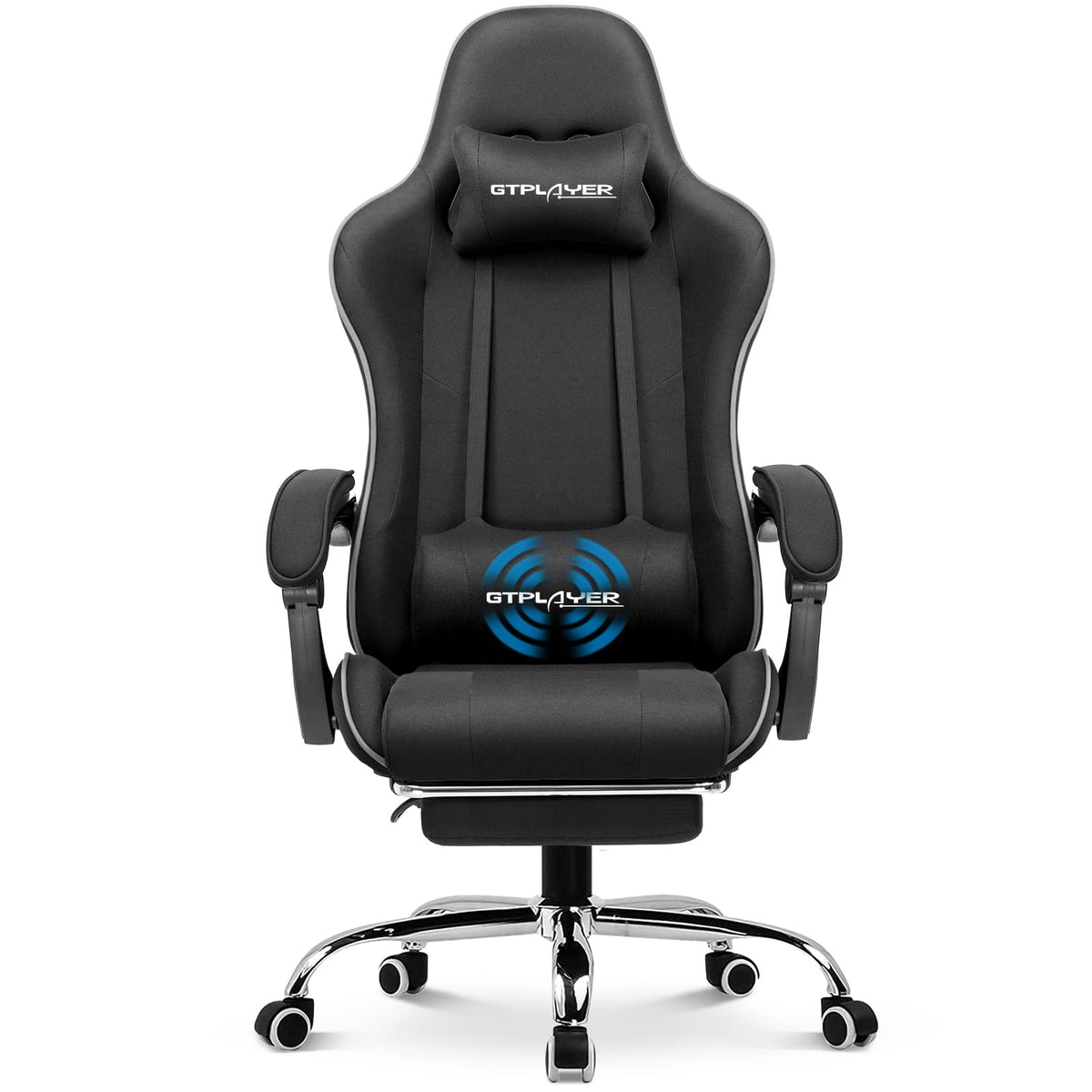 GTPLAYER Chaise Gaming Ergonomique, Fauteuil Gamer, Chaise Bureau, Dossier réglable à 135°, Hauteur Réglable, Repose-Pieds rétractables, Simili Cuir, Supporte 150 kg, Bleu