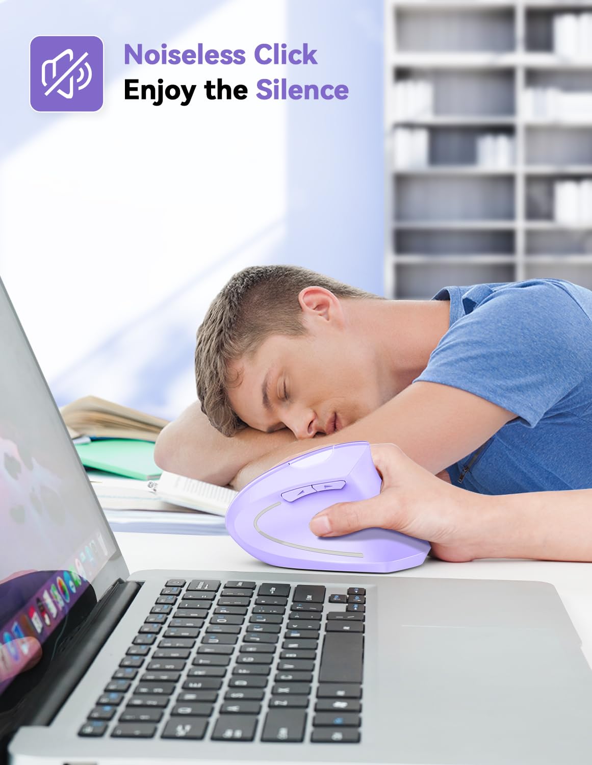 TECKNET Souris Verticale, 4800 DPI Souris sans Fil Ergonomique, Protège Le Bras, Souris sans Fil 6 Boutons pour PC, Ordinateur Portable, Mac, Rose