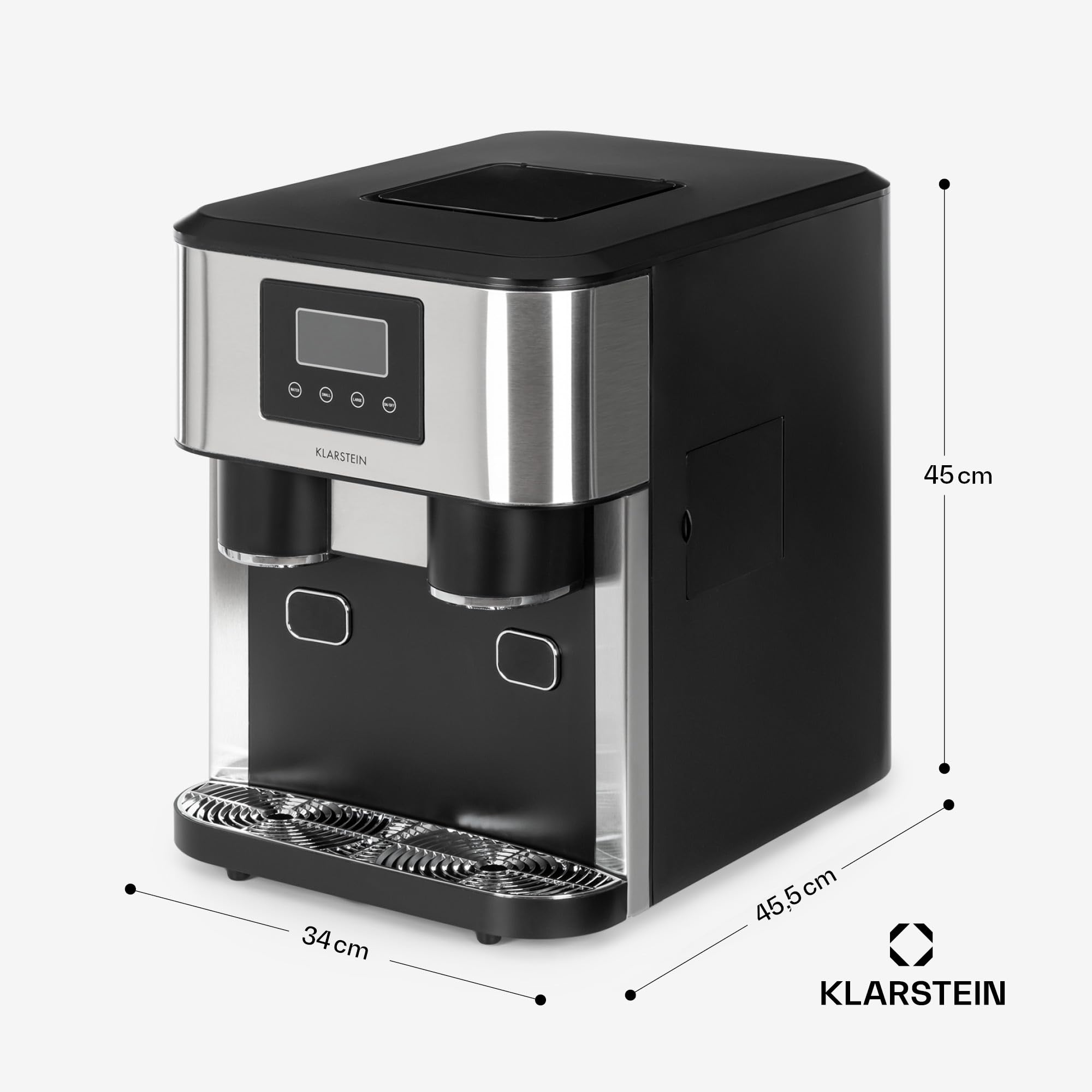 Klarstein Eiszeit Crush Machine à Glaçons Argent – réservoir 1,8 L, 15 kg/24 h, glaçons en 12 min, ~16/cycle | Glace pilée, écran tactile, alarmes
