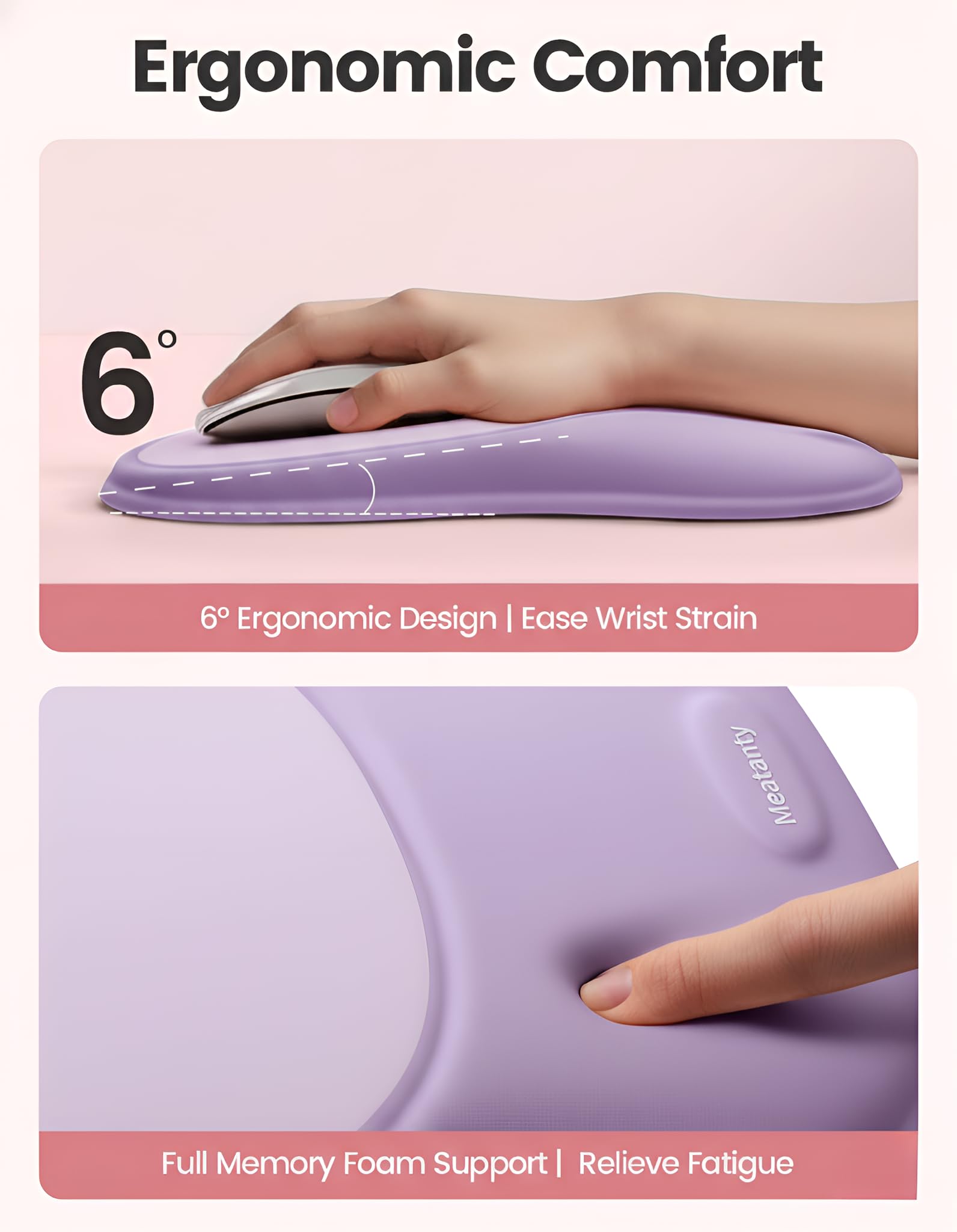 Meatanty Tapis de Souris Ergonomique avec Repose-Poignet en Mousse Mémoire – Antidérapant, Gaming & Bureau