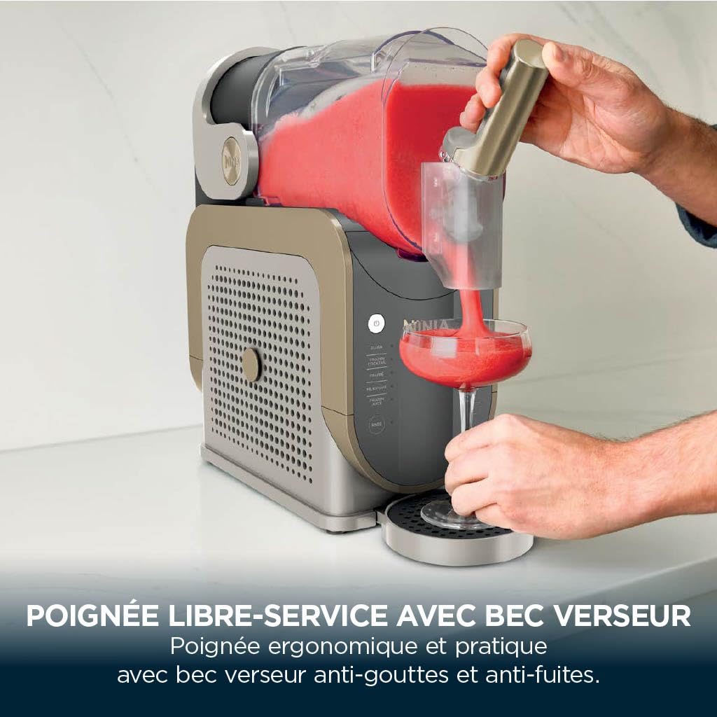 Ninja SLUSHi Machine à boissons glacées, granités, cocktails, frappés, milkshakes et jus glacés, vu sur TikTok, sans glace ni préparation requises, capacité 1,9 l, bleu et gris FS301EU