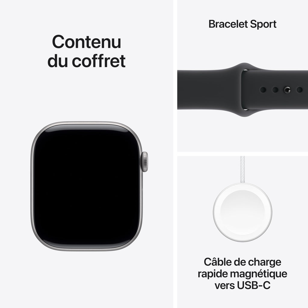 Apple Watch Series 11 GPS + Cellular 46 mm – Boîtier Gris sidéral, Bracelet Sport Noir