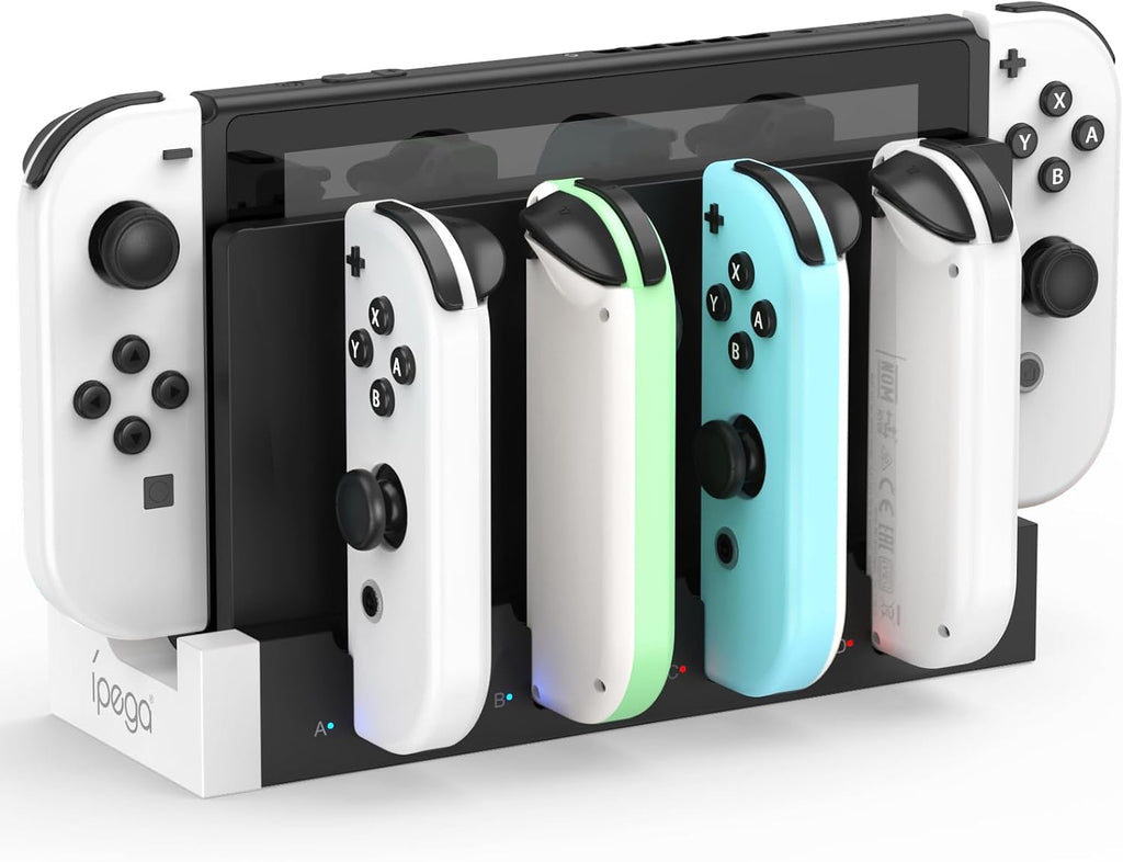 Station de Charge pour Nintendo Switch/OLED Joycon, Blanc | (Non pour Switch 2) FYOUNG Chargeur Joycon avec Indicateurs LED, Dock de Recharge pour Manettes, Sans Fil Nécessaire