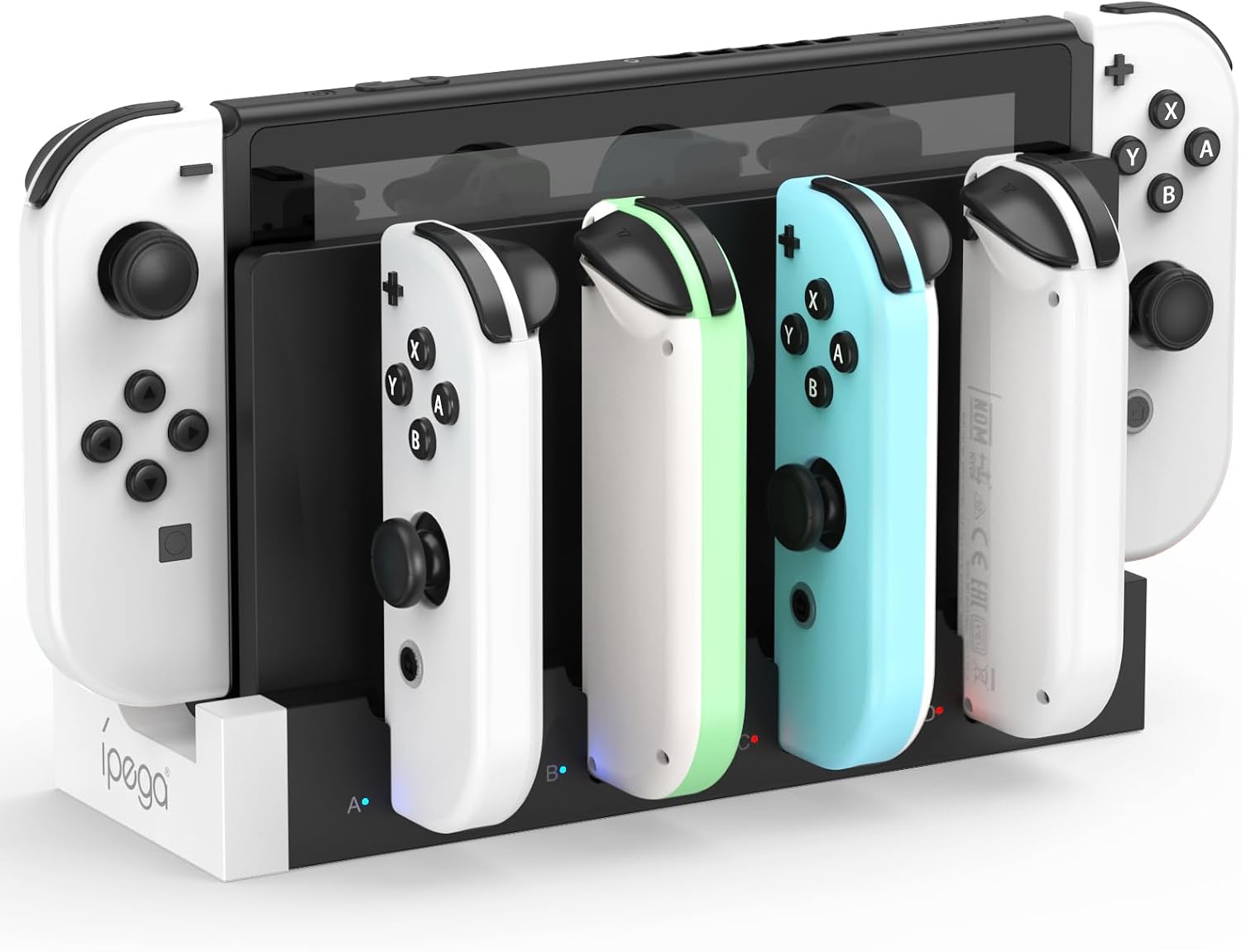 Station de Charge pour Nintendo Switch/OLED Joycon, Blanc | (Non pour Switch 2) FYOUNG Chargeur Joycon avec Indicateurs LED, Dock de Recharge pour Manettes, Sans Fil Nécessaire