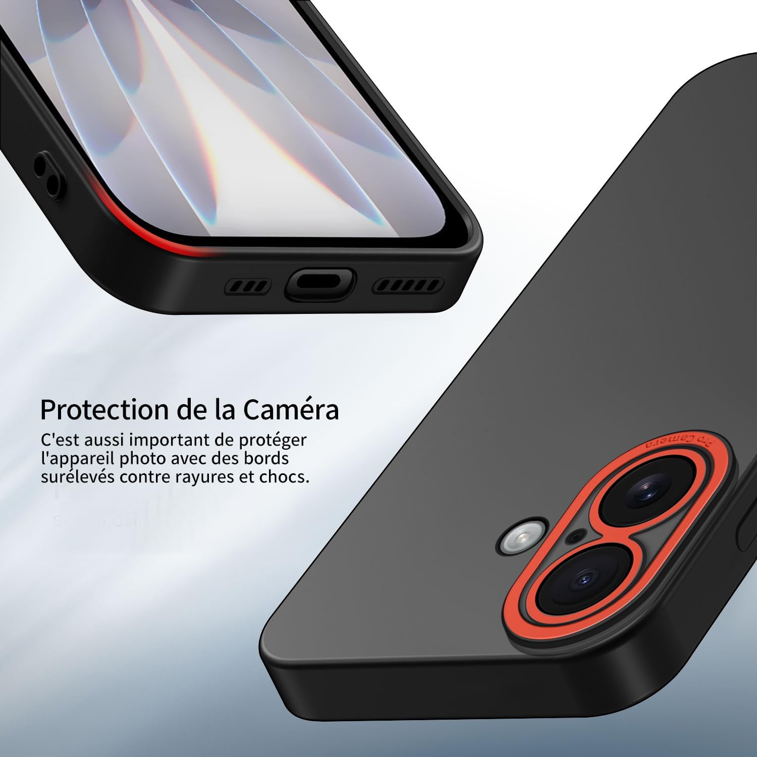 Tenphone Coque iPhone 15 (6,1") – TPU Souple Antichoc avec Protection Caméra