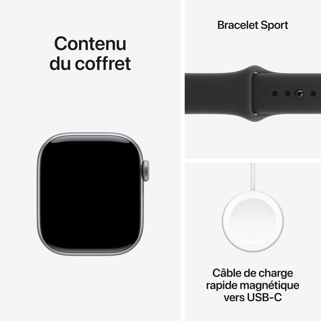 Apple Watch Series 11 GPS + Cellular 46 mm – Boîtier Gris sidéral, Bracelet Sport Noir
