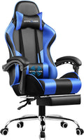 GTPLAYER Chaise Gaming Ergonomique, Fauteuil Gamer, Chaise Bureau, Dossier réglable à 135°, Hauteur Réglable, Repose-Pieds rétractables, Simili Cuir, Supporte 150 kg, Bleu