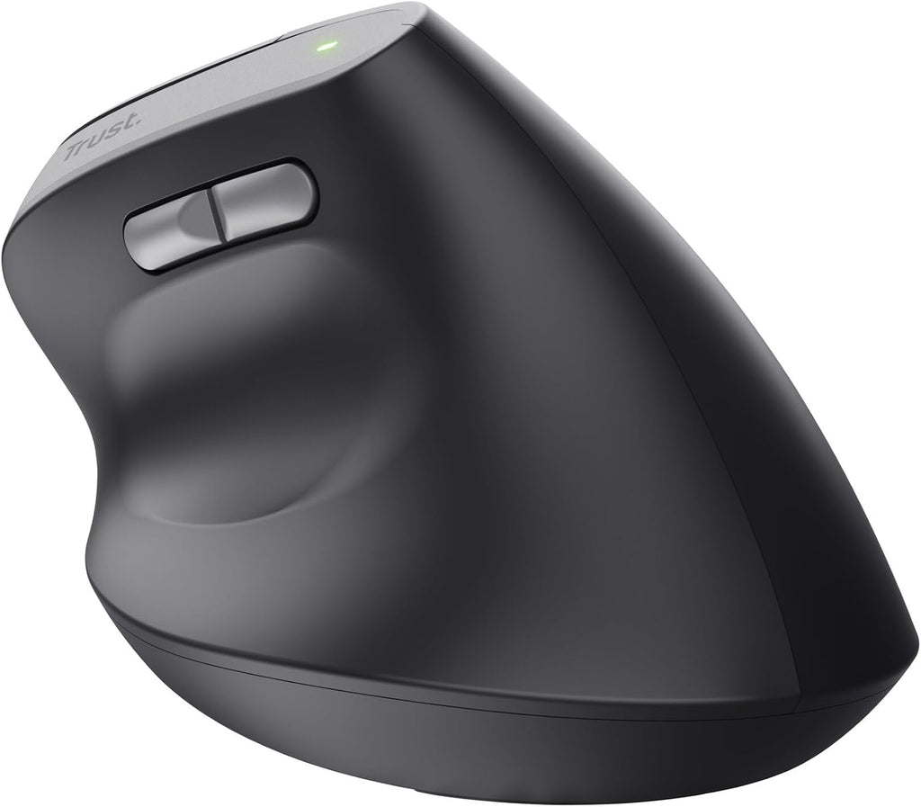 Trust Yuno Souris Ergonomique Verticale sans Fil Rechargeable – Angle 57°, 3 Mois Autonomie, Plastique Recyclé, PC & Mac
