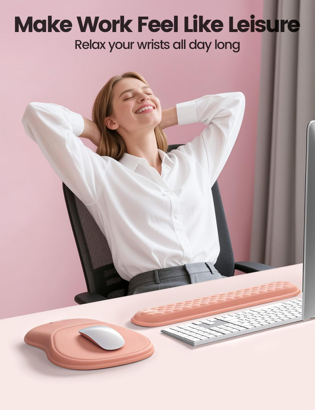 Meatanty Tapis de Souris Ergonomique avec Repose-Poignet en Mousse Mémoire – Antidérapant, Gaming & Bureau