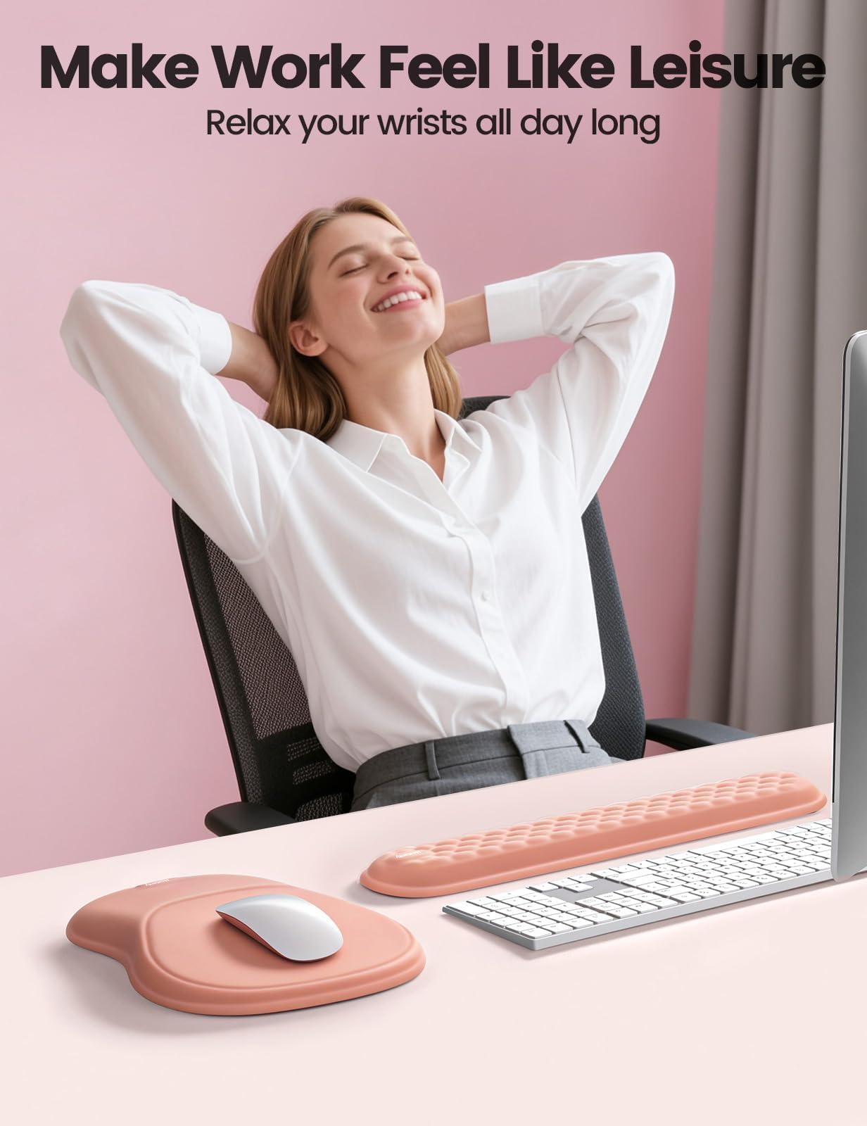 Meatanty Tapis de Souris Ergonomique avec Repose-Poignet en Mousse Mémoire – Antidérapant, Gaming & Bureau