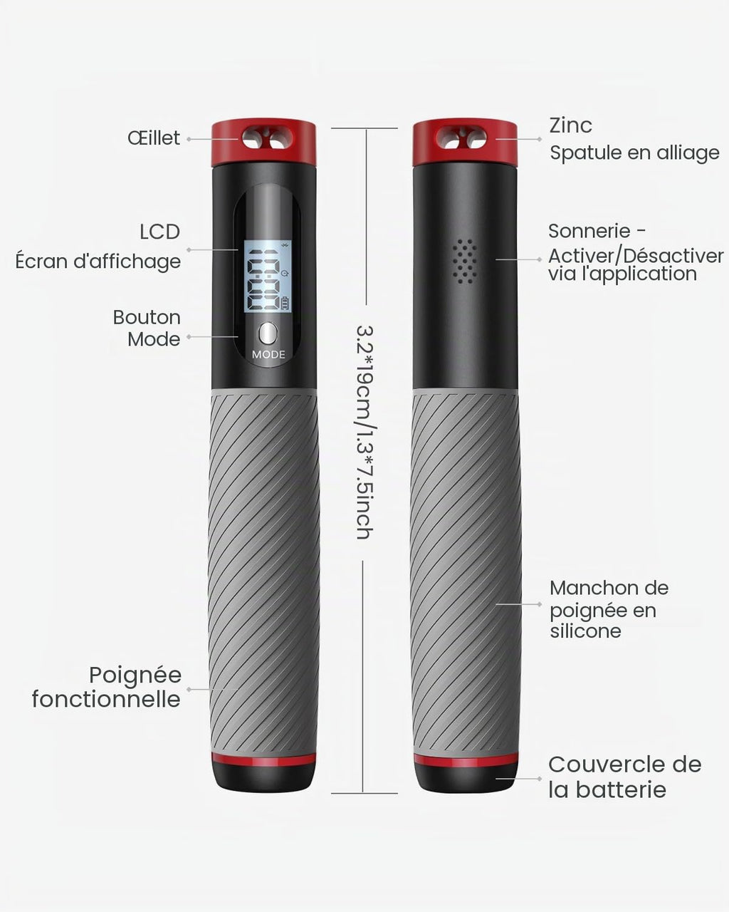 RENPHO Corde à Sauter Intelligente avec Compteur, Corde à Sauter sans Fil Réglable, App Données d'Analyse, Corde a Sauter Fitness Homme Femmes Enfants, Crossfit Équipement d'Entraînement